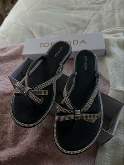 Blinged bow sandals