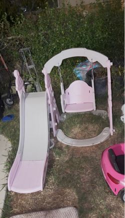 Kids Pink Slide and Swing Set
