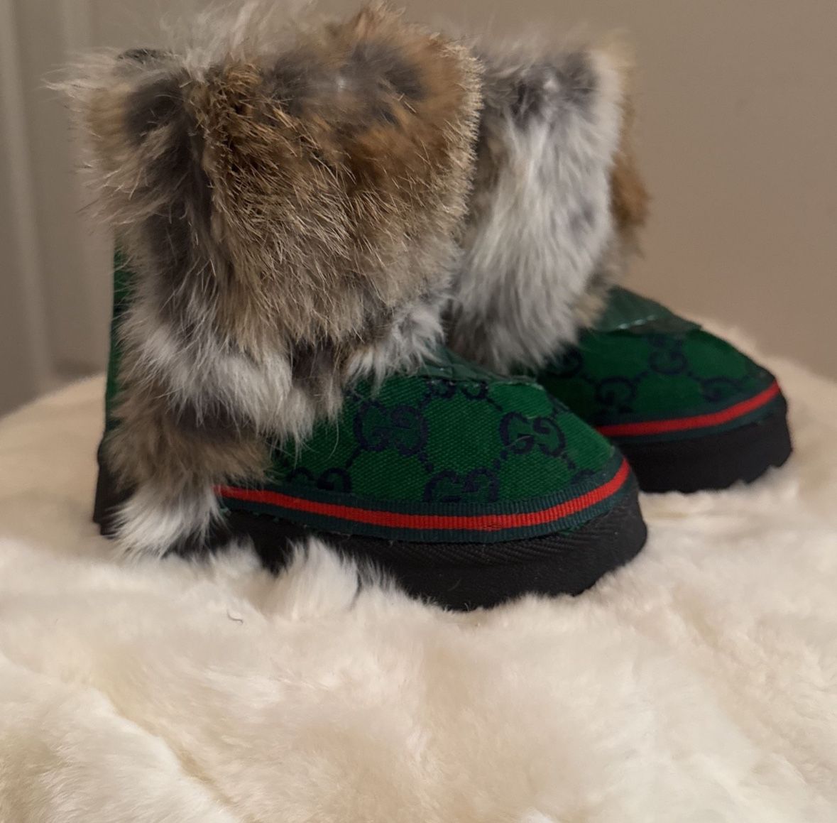 🍀🤎 Little Kids Custom Snow Boots Gucci Print