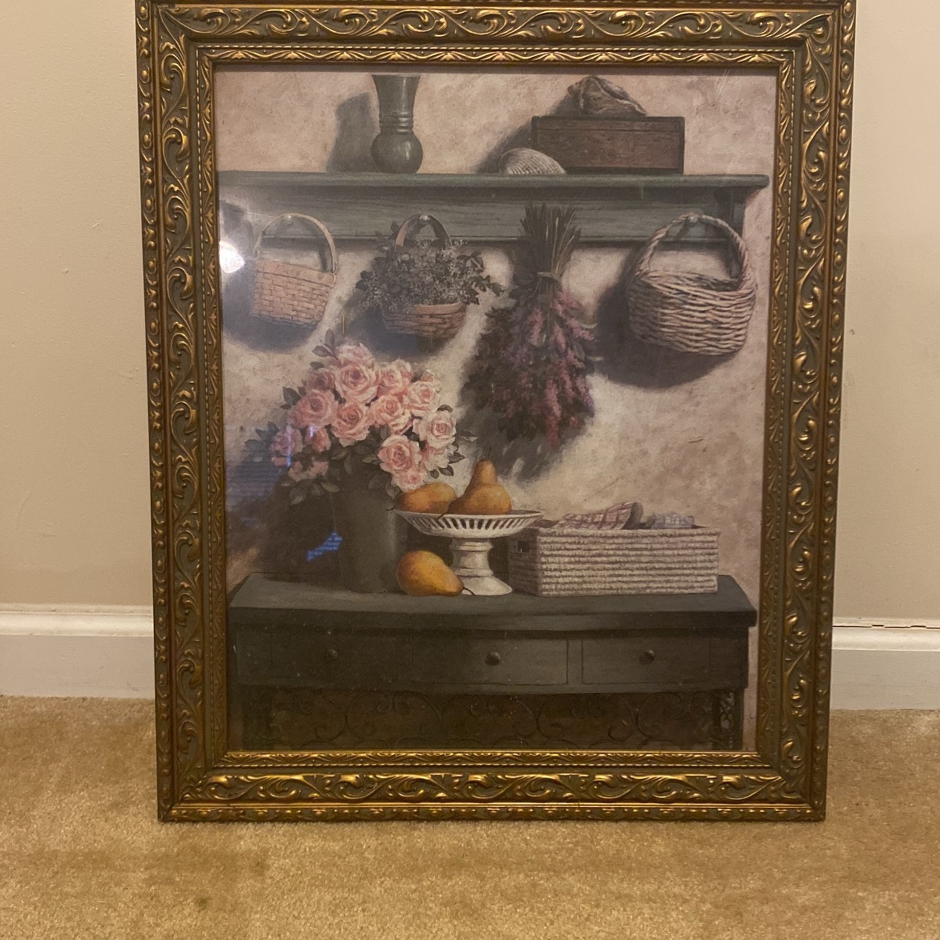 Framed Floral Print By T.C. Chiu -$40