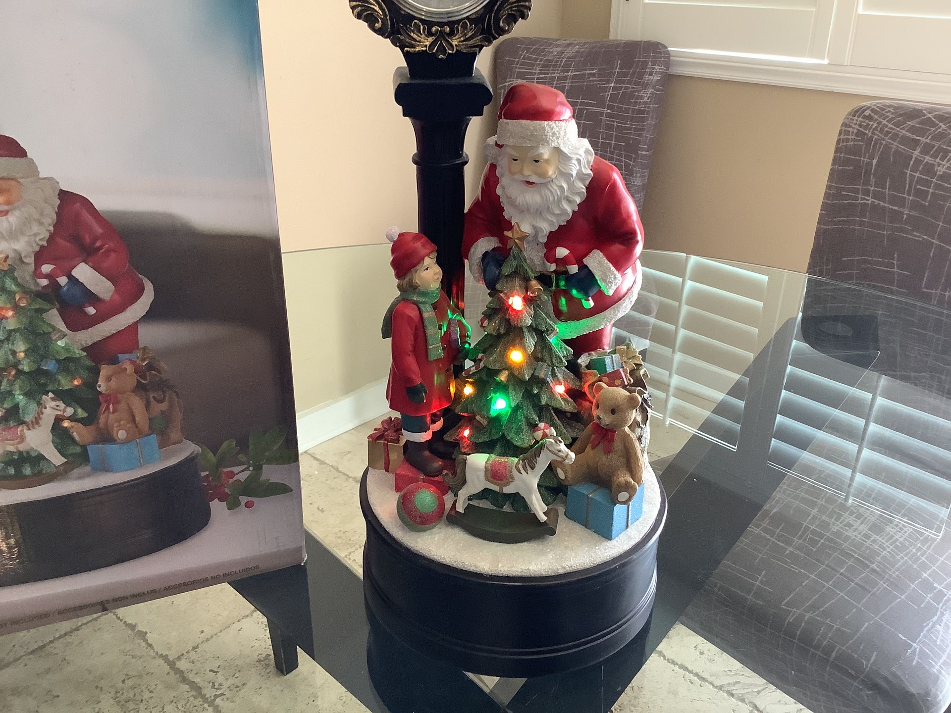 Santa Holiday Clock with LED Christmas Tree in Original Box Costco