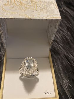 Silver CZ Size 9 Pear Ring