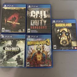 PS4 Game Lot Borderlands 3, Borderlands, Call Of Duty Infinite Warefare, Back 4 Blood