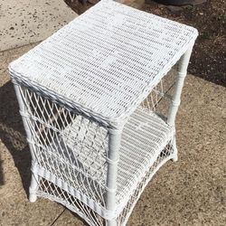 Vintage Wicker Side Table & Vintage hamper