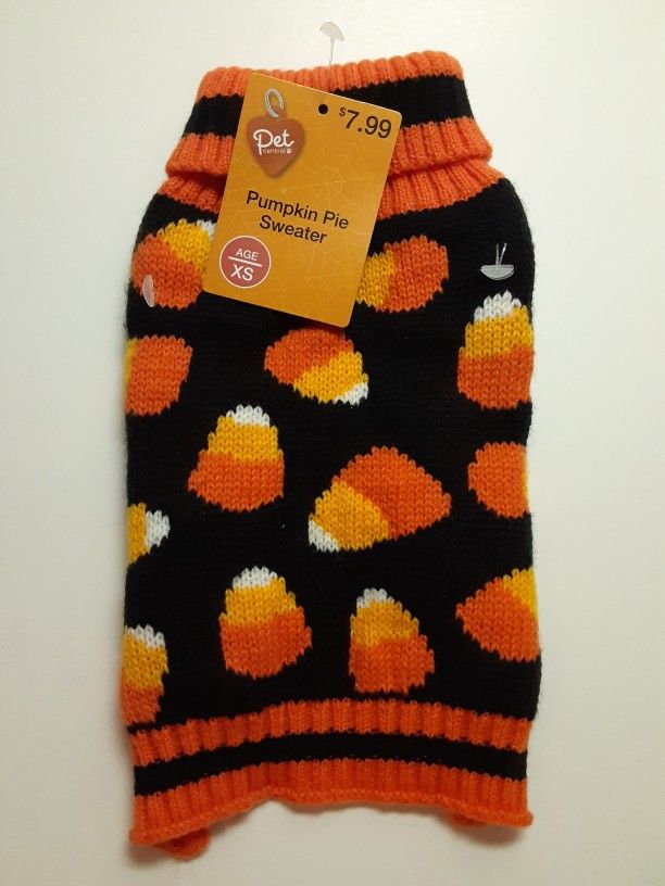 LAST ONE! Brand New Halloween Candy Corn Soft Thick Knit Dog Puppy Pet Sweater