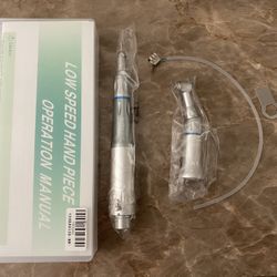 2-Hole Dental Low Speed Handpiece Kit Push Button Contra Angle Air Motor E-type
