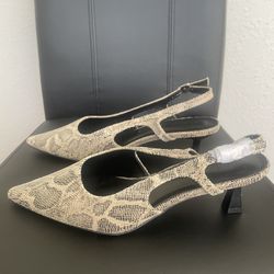 Wild Diva | Snakeskin Pointed-Toe Slingbacks