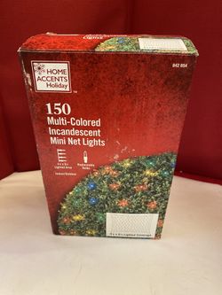 Home Accents Holiday 150 Multi-Colored Incandescent Mini Net Lights. New 