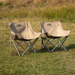 New - Set of 2 Outdoor Folding Moon Chair Portable Chair Camping Chair Picnic Gear Fishing Small Horse Stool Student Sketching