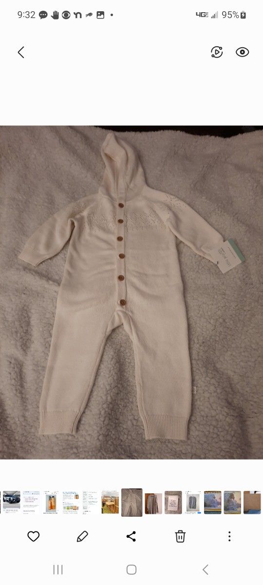 Carter's Little Planet Organic Cotton Sweater Knit Jumpsuit Size 12M