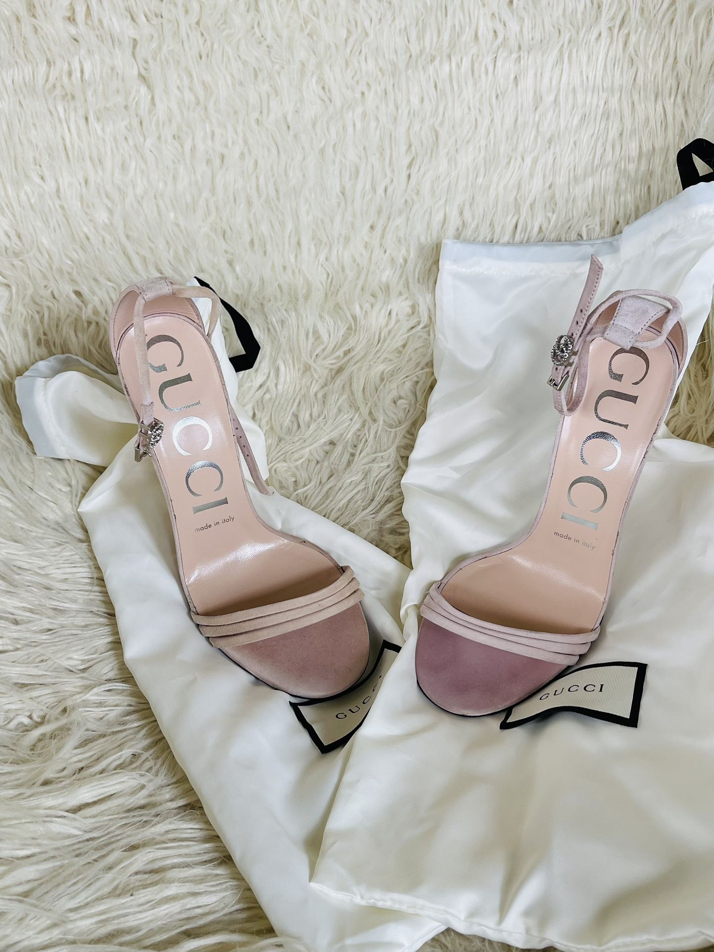 Authentic Gucci Heels With Silver Stud Buckle 
