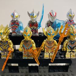 Gold & Silver Ultraman Collectibles Set Custom Lego Minifigures