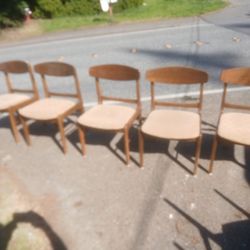 Mid Century Modern Vintage Solid Wood Chairs Walnut Good Condition