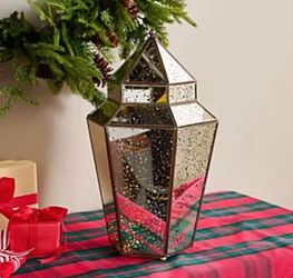 18" Oversized Illuminated Mercury Glass Lantern