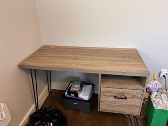 Landon Computer Desk, Distressed Gray Oak