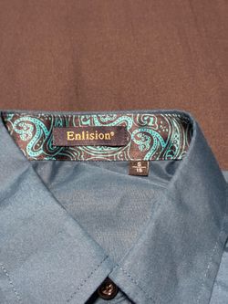 Enlision Men's Teal Short Sleeve Dress Shirt - Size Small (15)