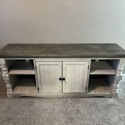 TV Stand/Storage Unit Grey & White Rustic Wood 