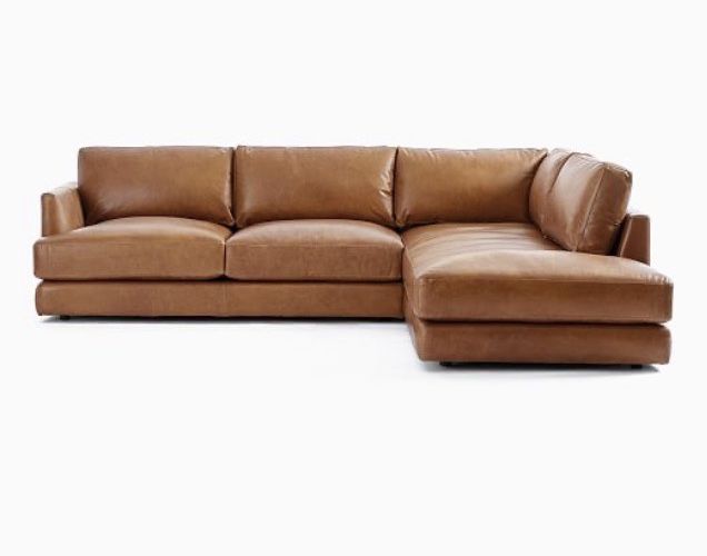 West Elm Haven Leather Sectional Chaise Couch- Brand New