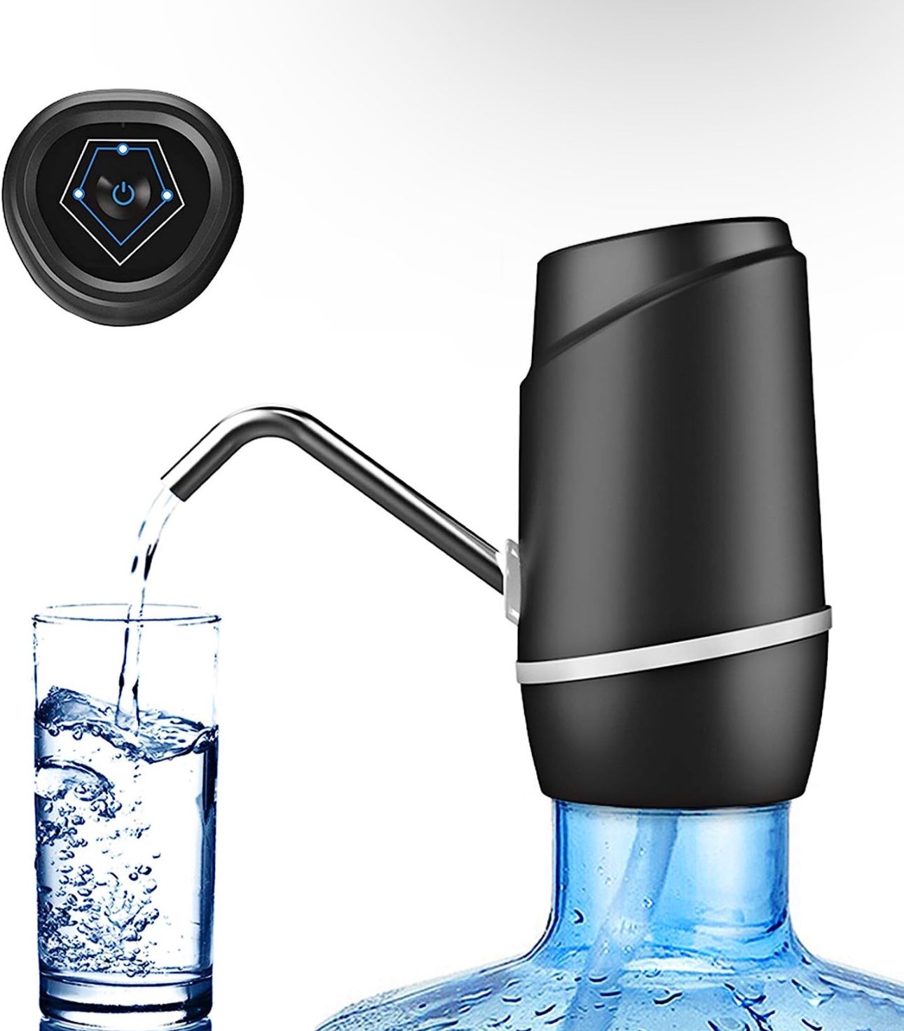 5 Gallon Electric Drinking Portable Water Dispenser, Universal USB Charging Water Bottle Pump For 2-5 Gallon With 2 Silicone