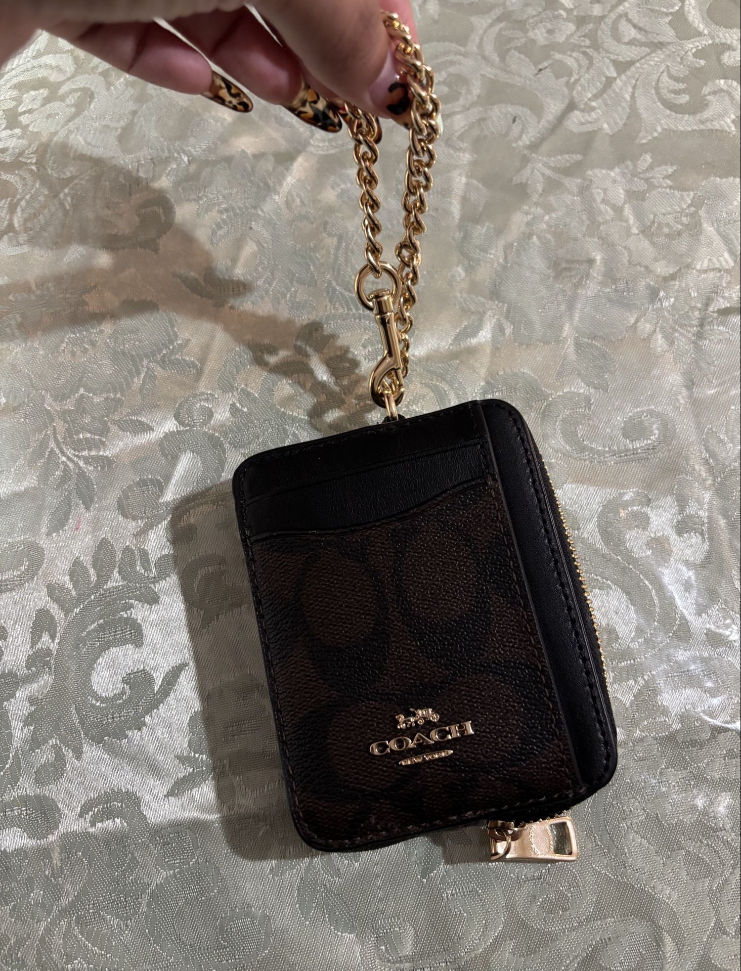 Coach Zip Card Case In Signature Canvas
