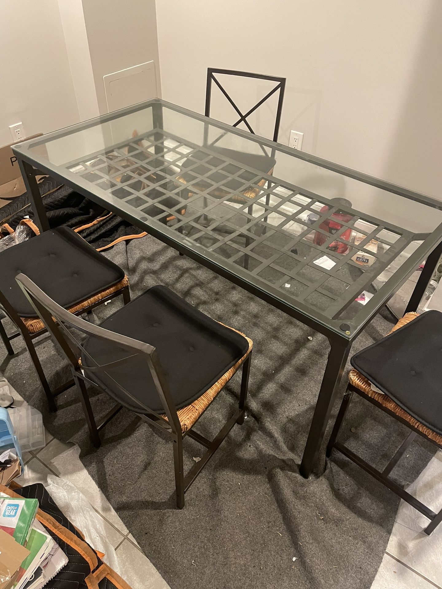 Glass Table With 4 Chairs