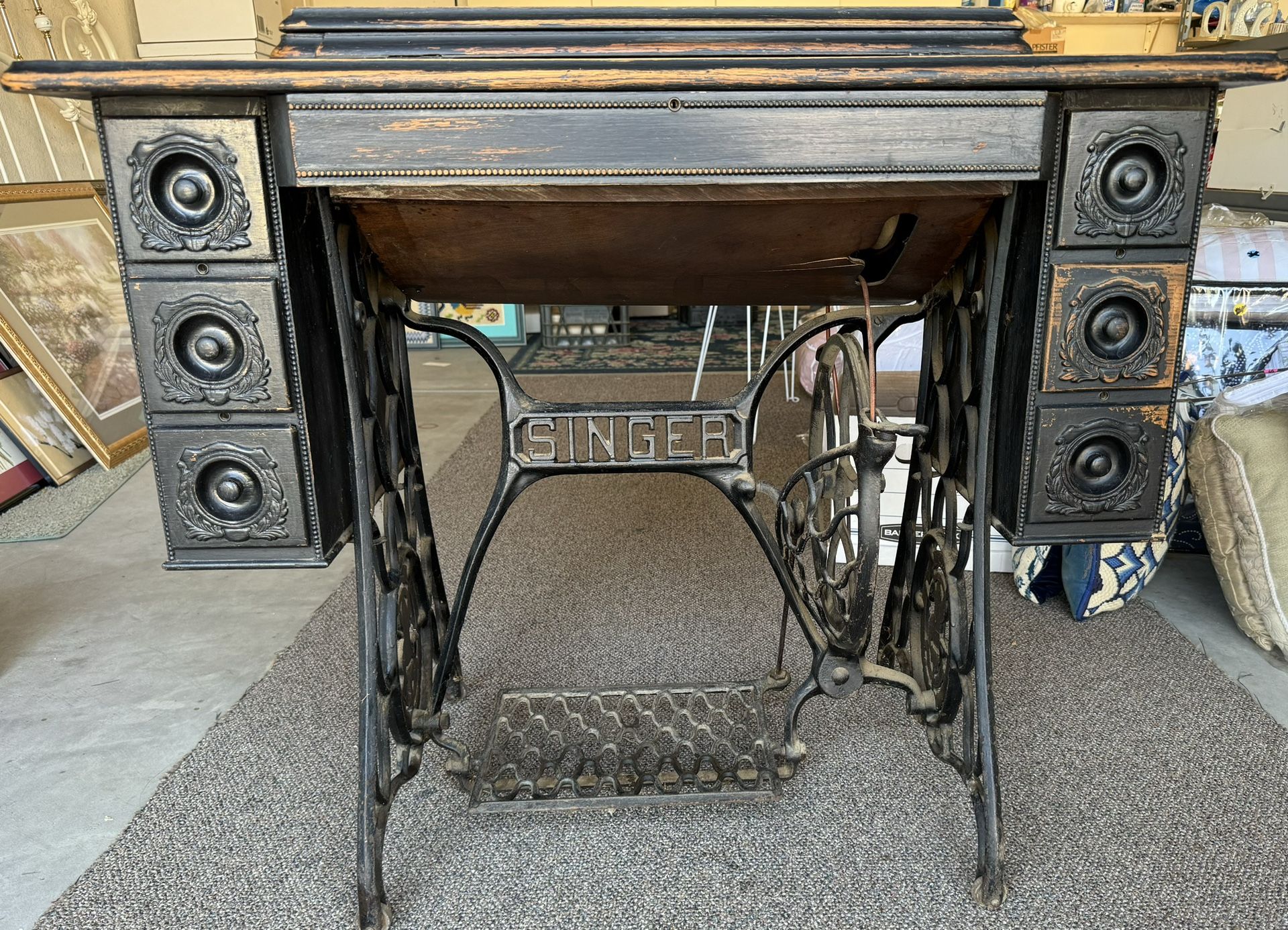 Antique Singer Treadle Sewing Machine Table 