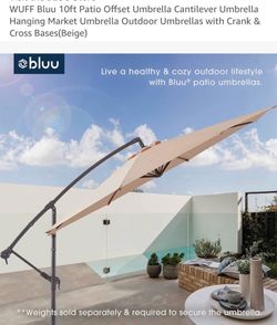 BLUU 10FT Beige Offset Hanging Umbrella w/ Base