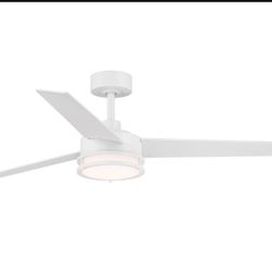 Brand New In The Box- DESIGNERS FOUNTAIN Cassini 52 in. LED Indoor/Covered Outdoor Matte White Standard Mount RGB Smart Ceiling Fan with Light Kit and