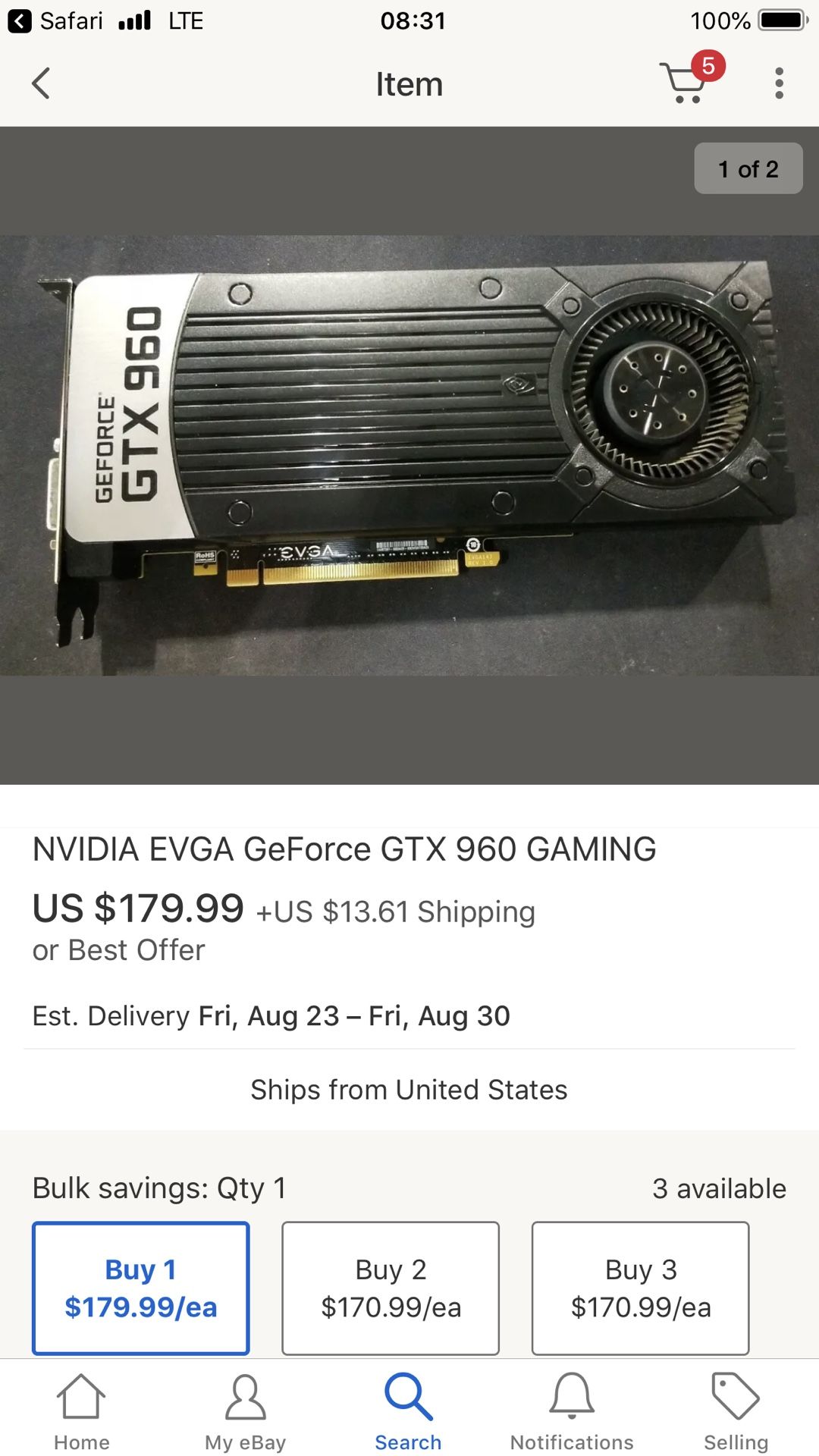 NVIDIA EVGA Geforce GTX 960 GAMING