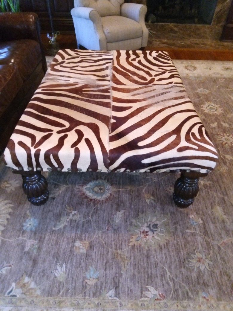 Maitland Smith Zebra Hide Ottoman