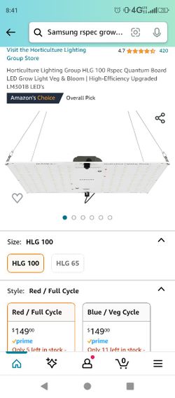 Three Individual Lights, Horticulture Lighting Group HLG 100 Rspec Quantum Board LED Grow Light Veg & Bloom | High-Efficiency Upgraded LM301B LED's