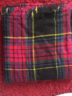 Jane & Berry BLACK PLAID BLANKET SCARF LARGE SQUARE RED WRAP