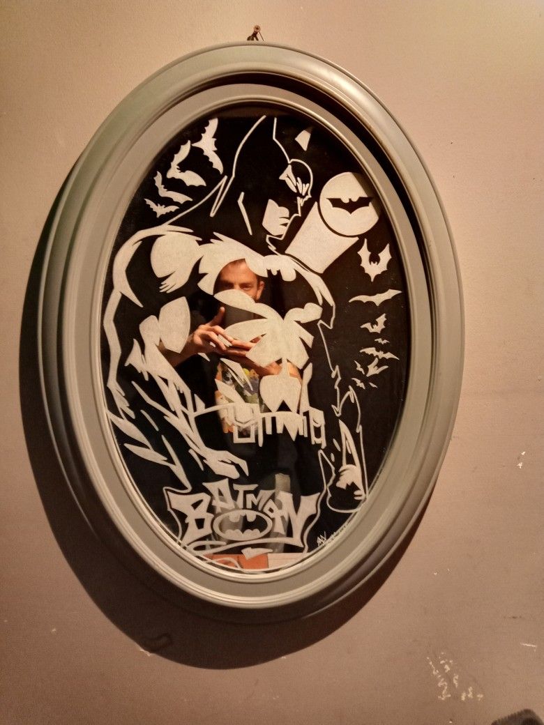 Hand Engraved Batman Mirror