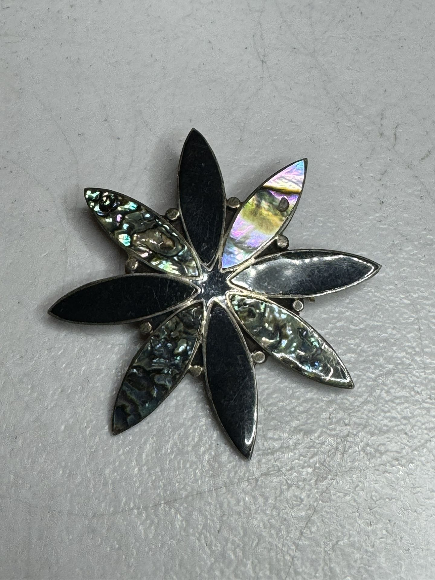Vintage Sterling Mother of Pearl Brooch