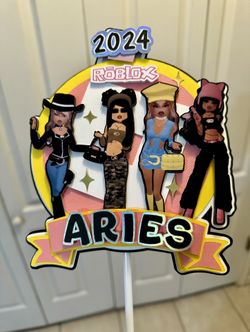 Girls Dress To Impress Custom Roblox Themed  Cake Topper 