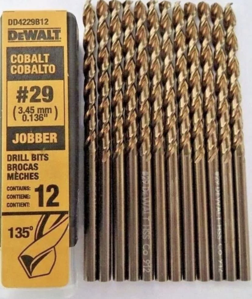 DeWalt DD4229B12 #29 Wire Cobalt Jobber Drill Bits Germany 12 Pack
