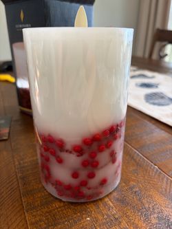 Flameless LED Pillar Candle with Berry Design