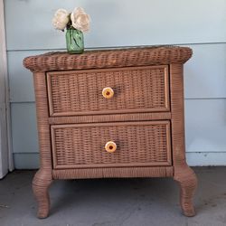 Wicker Side Table, Brown