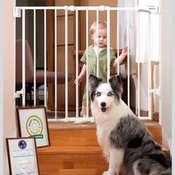 Brand New Baby or Pet Gate for Stairs, Doorways, 26-43" W 28" H No Bottom Bar, Easy Installation