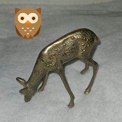 Vintage Mid-Century Brass Doe Deer Statue/ Figurine