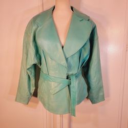 Jitrois Turquoise Leather Jacket & Pant Circa 80s
