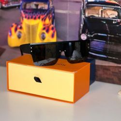 Black Designer Shield Sunglasses – Luxury Style – Brand New w/ Box