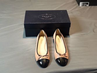 Authentic Prada Nude/Black Ballet Flats – Like New – Box + Receipt