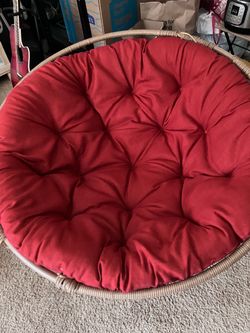 Papasan Chair with Red Cushion