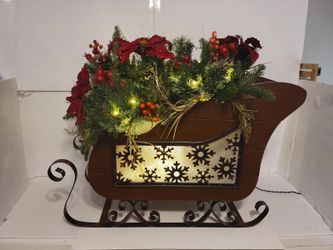 Holiday Living 30in Pre-Lit Topiary Sleigh Christmas Decor 0848149