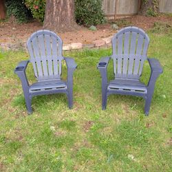 Navy Stackable Plastic Adirondacks w Cup And Phone Holder