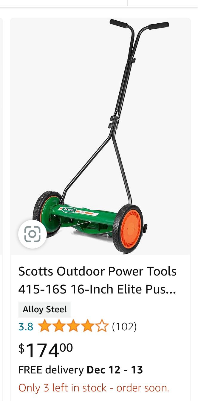 Scotts Outdoor Power Tools 415-16S 16-Inch Elite Push Reel Lawn Mower,  Green for Sale in Los Angeles, CA - OfferUp