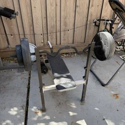 Weider 155 Weight Bench + Barbell & Weights – Full Setup