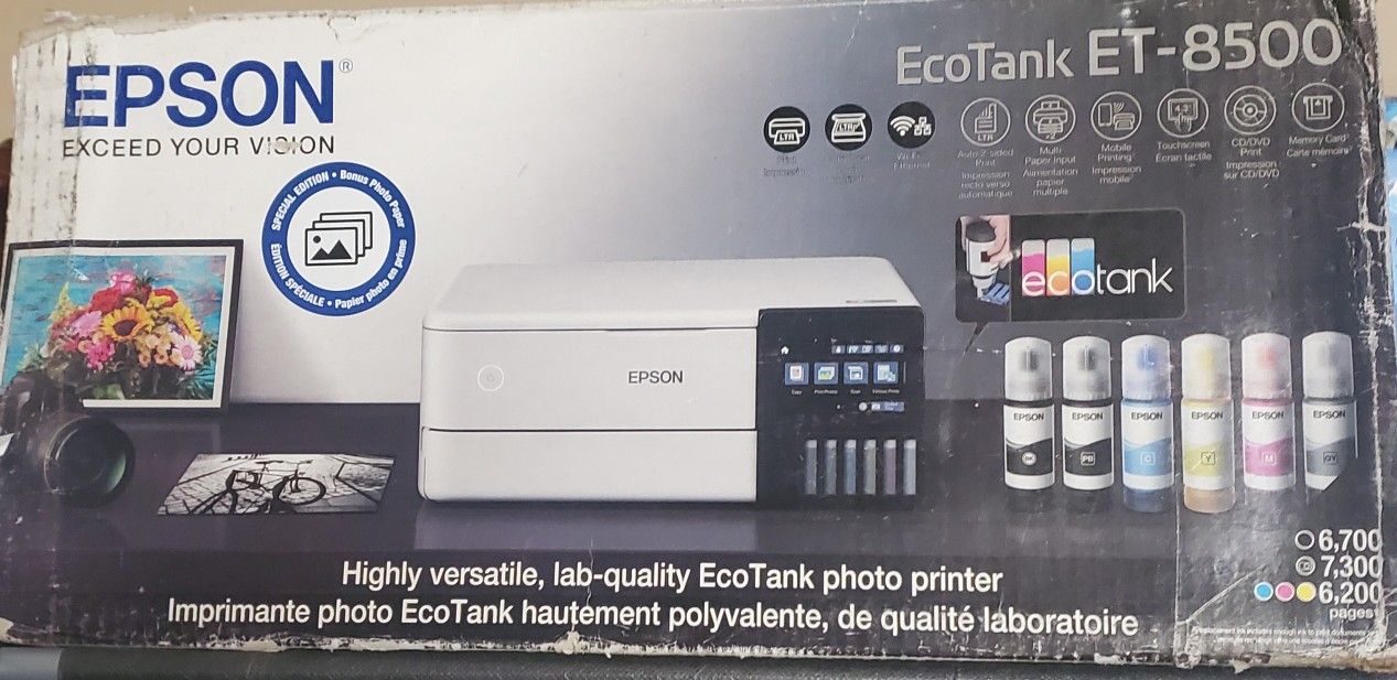 Epson EcoTank Photo ET-8500 Colour Inkjet All-In-One Printer - White