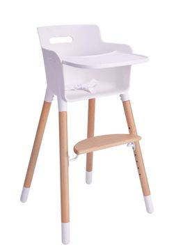 Baby High Chair, Wooden High Chair with Removable Tray and Adjustable Legs for Baby/Infants/Toddlers
